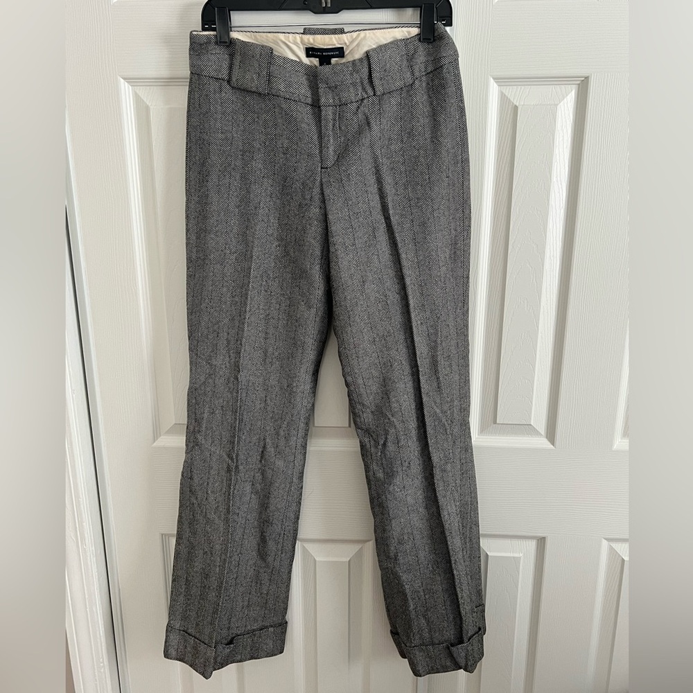 Banana Republic Black and White Wool Herringbone Pants